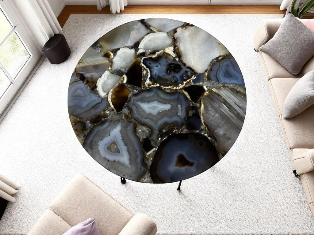 Custom Round Agate Coffee Table Handmade Furniture 